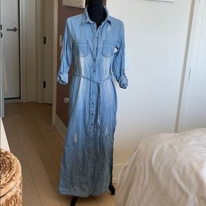 NWOT Long button down denim maxi dress